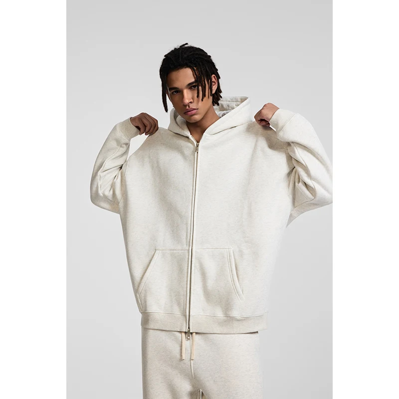 

【Mirrordust】25New Autumn Double Zipper Hooded Sweatshirt Solid Color Casual Simple Cardigan Jacket for Men and Women