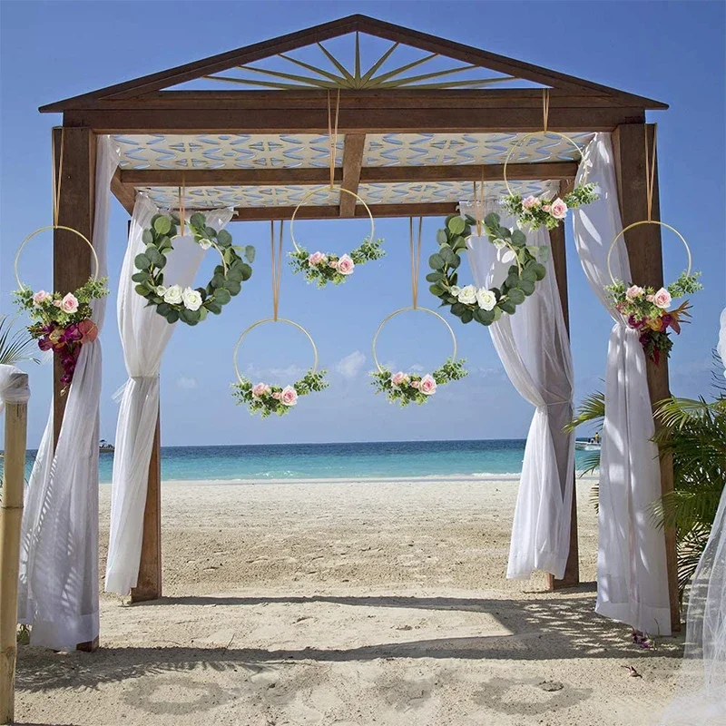 Metal Floral Hoops Wedding Centerpieces Wreath Rings Circle Table Center DIY Dream Catcher Door Wall Hanging Party Decor Mariage