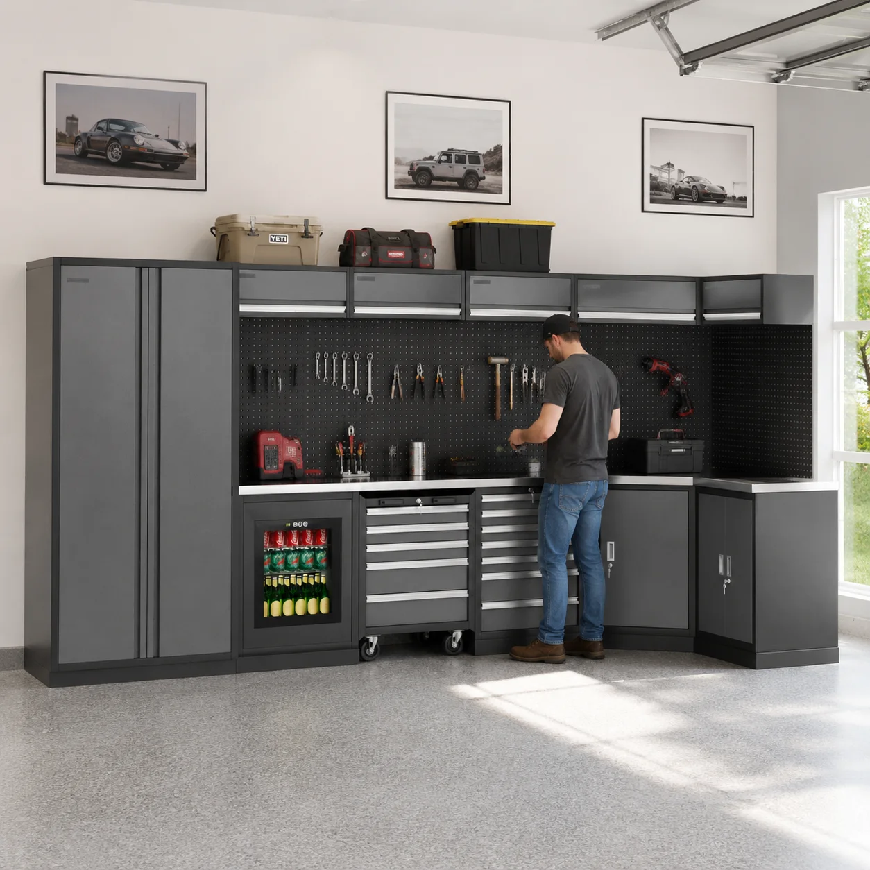 REGAL タイイングツール ブラック ブラス Modular Garage Storage Workstation Heavy Duty Steel Garage
