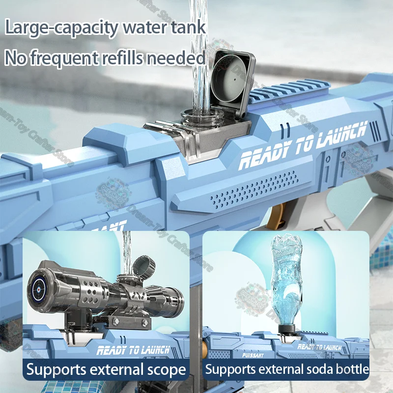 Pistola ad acqua elettrica giocattolo per ragazzi Aspirazione automatica Blaster ad alta pressione Illumina Soaker all'aperto Spruzzi di tiro Bambini Giocano a regalo