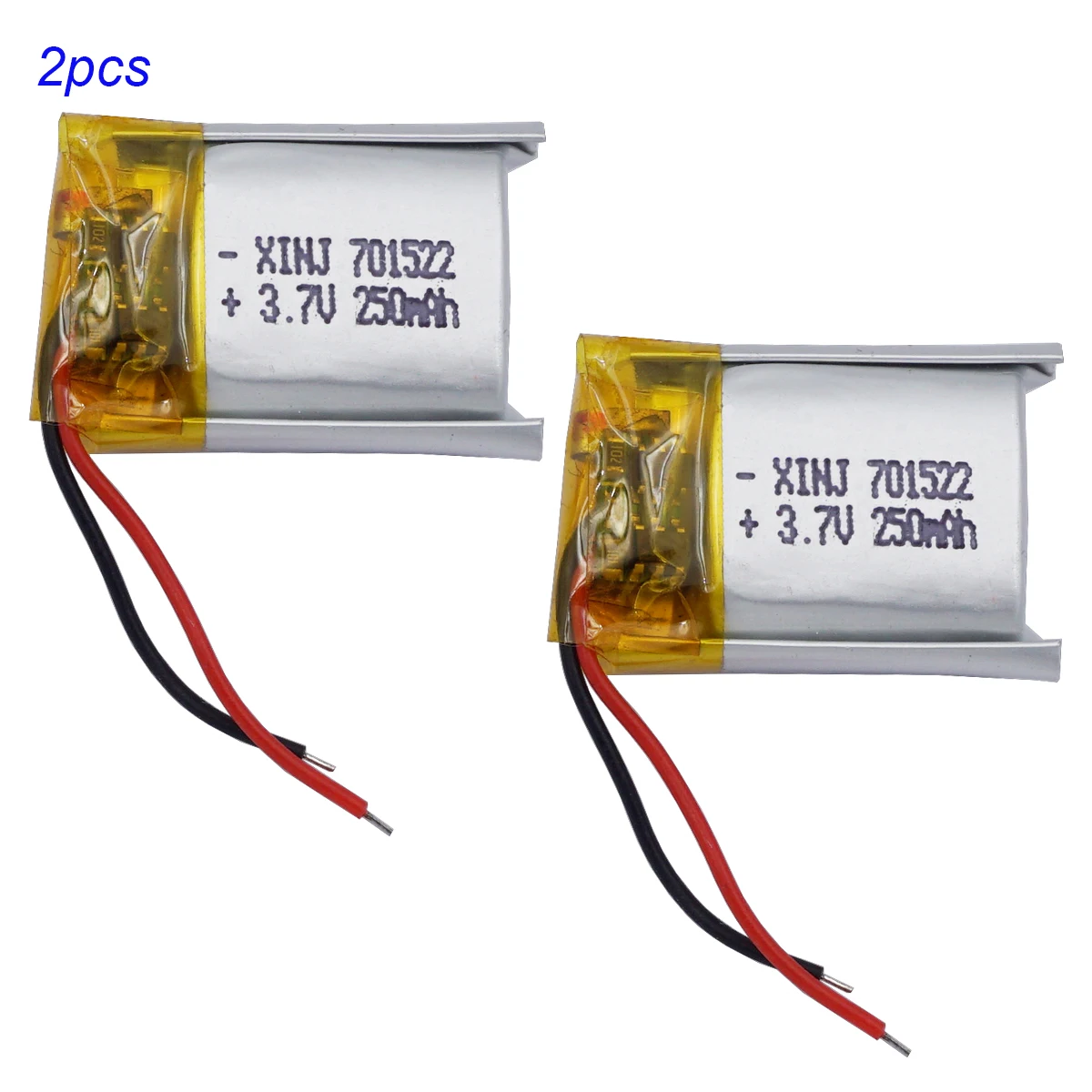 2Pcs 3.7V 250mAh 0.925Wh Li Lithium Battery 701522 Cell Lipo For GPS Pen Camera Driving Recorder Bluetooth Speaker Recording Pen