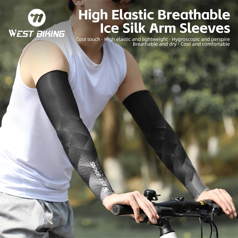 

WEST BIKING Bicycle lce Silk Arm Sleeves Anti-UV Sunscreen Running Cycling Seamless Sleeve Outdoor Sports Safety Gear Equipment