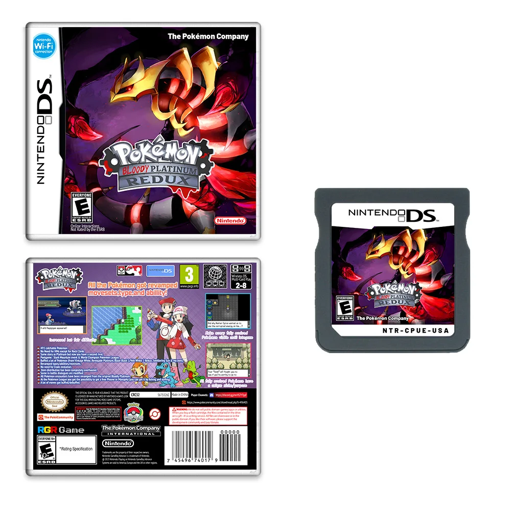 Casete de juego Pokémon Blood Platinum Ultimate NDS, caja de tarjetas para consola de videojuegos versión estadounidense en inglés