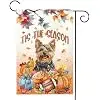 Yorkie Fall Garden Flags Thanksgiving Pumpkin Yard Flag for Outside 12x18 Double Sided Autumn Dog Play Football Banners Tis  jjp