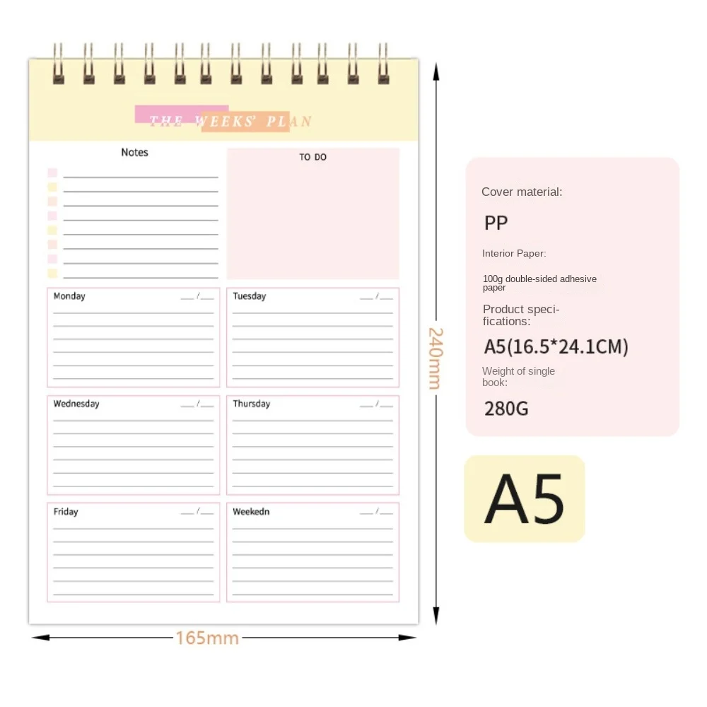 Spiral Notepad To Do List Notebook Plan Book Undated Schedule Book Delicate Stationery Weekly Planner Notebook Work