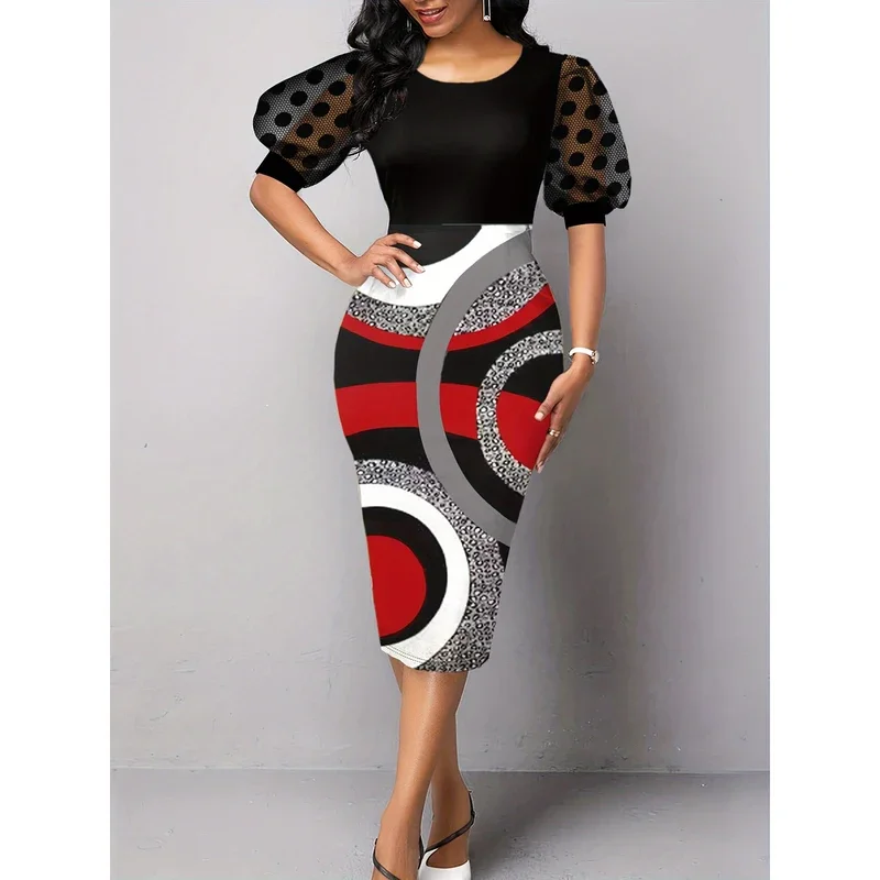 African Dresses For Women 2024 Summer Autumn Africa Clothing Elegant Office Sexy Chic Cocktail Lady Night Party Slim Fit Dress