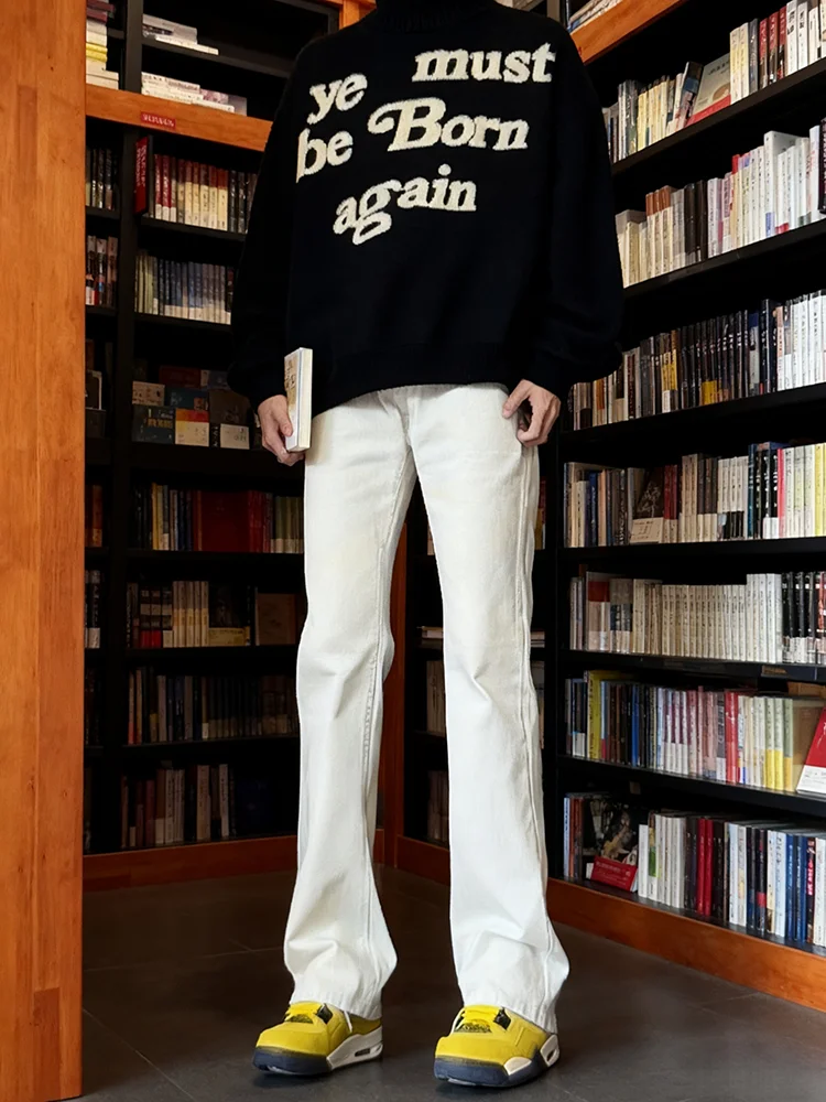 

Белые мужские джинсы Cleanfit, брюки American High Street Vibe Knife, эластичные тонкие прямые брюки с микро-расклешенными штанинами