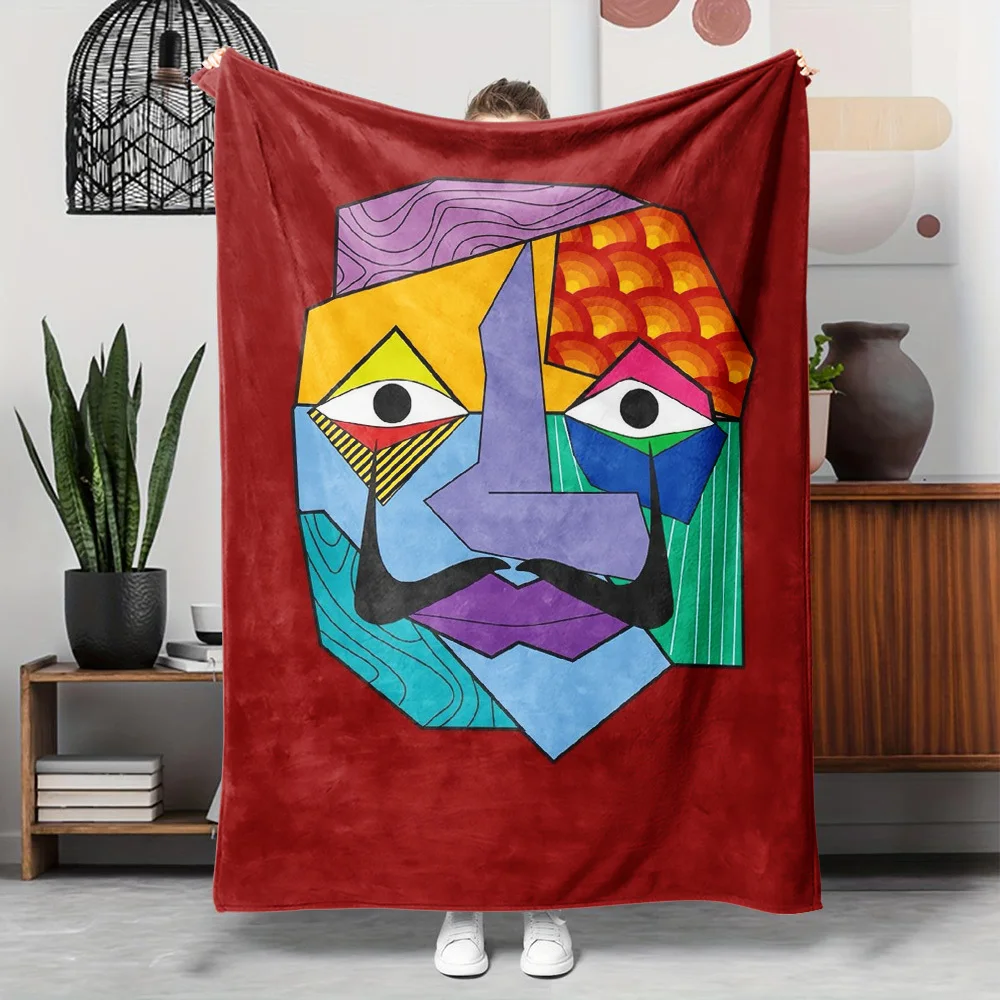 

Decorative Pop Art Geometric Face Blanket Throw for Sofa Couch Modern Artwork Home Decor Large 150x200cm Blanket