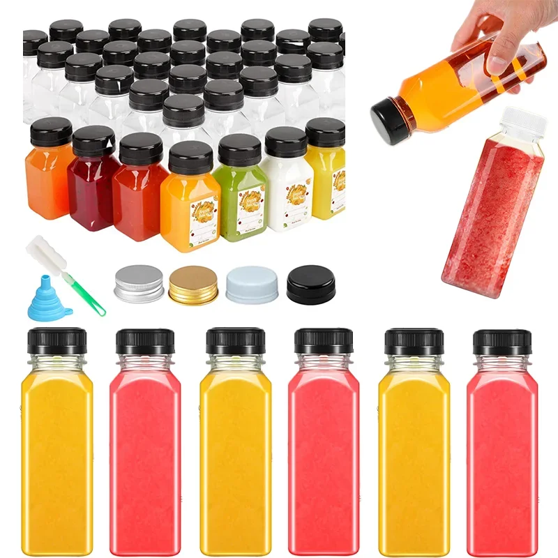 5 adet Plastik Meyve Suyu Şişeleri Kapaklı 60-1000 ml Yeniden Kullanılabilir Meyve Suyu Smoothies Zencefil Çay Kahve Gıda Sınıfı ve Sızdırmaz Seyahat Şişeleri