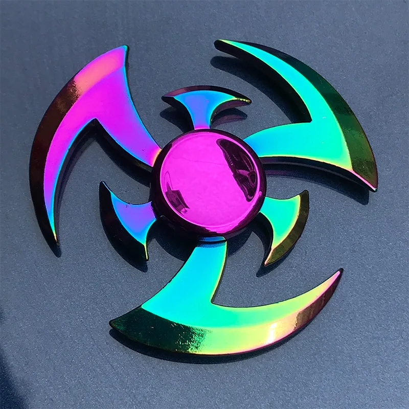 New Rainbow Alloy Shuriken Hand Spinner Stress And Anxiety Relief Fidget Toy For Kids Adults Office Home Travel Killing Time view 2