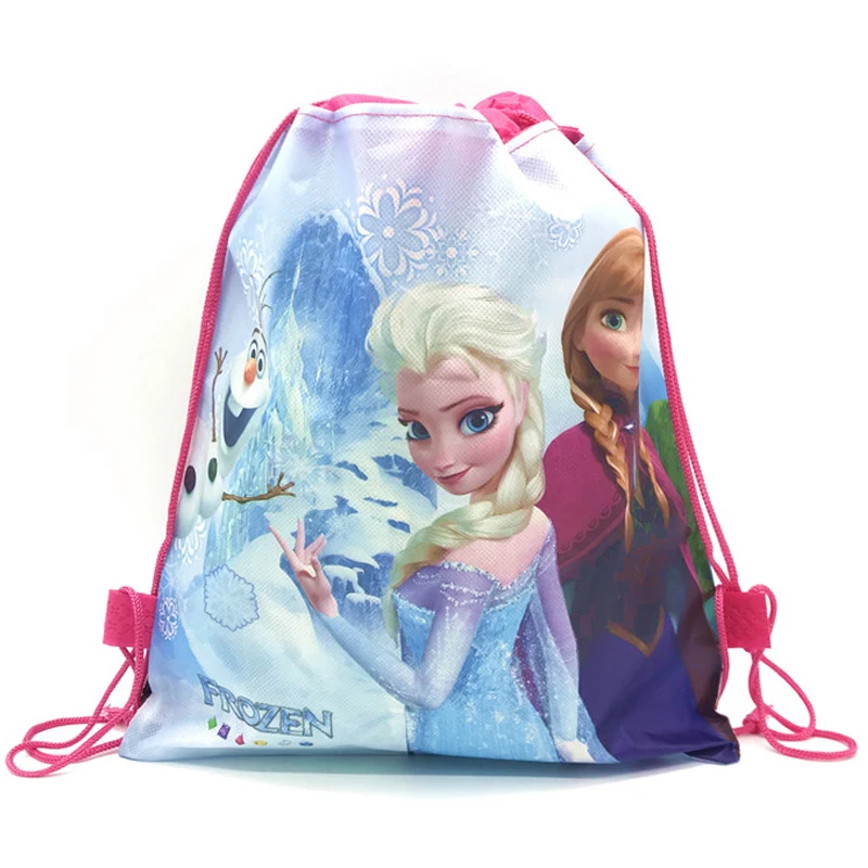 48/24/12/6pcs Disney Freezen Anna Elsa Snow Queen Princess Gift Bags Non-woven Drawstring Bags School Backpack Birthday Party