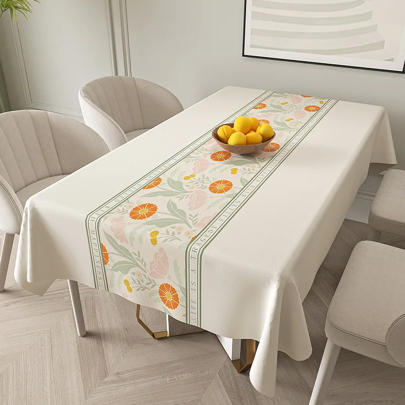 Nordic Geometric Flower Rectangle Tablecloth Kitchen Dining Table Decorations Waterproof Fabric Table Covers Holiday Party Decor