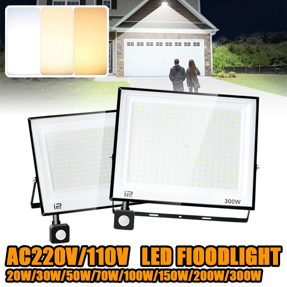 

LED Floodlight Motion Sensor LED Reflector AC220/110V 50W 100W Outdoor Focus Waterproof Spotlight Led lights Flood lights Garden