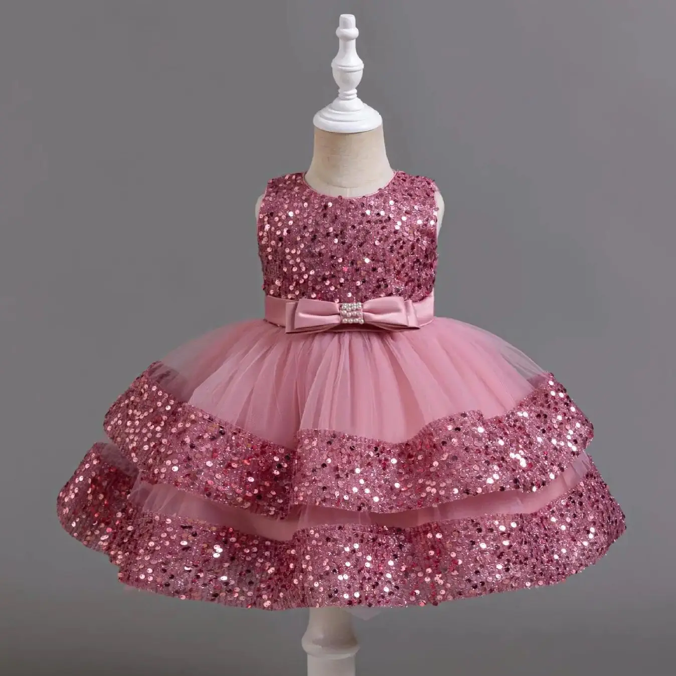 

Children's Dress Flower Kids Sequin Princess Dress For Infants Baby Party Pageant First Communion Birthday Prom Gown
