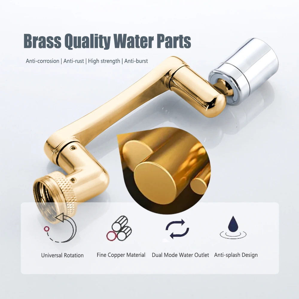 1080° Universal Rotation Faucet Sprayer Head Dual Effluent Washbasin Kitchen Robot Arm Extension Water Faucets Bubbler Nozzle