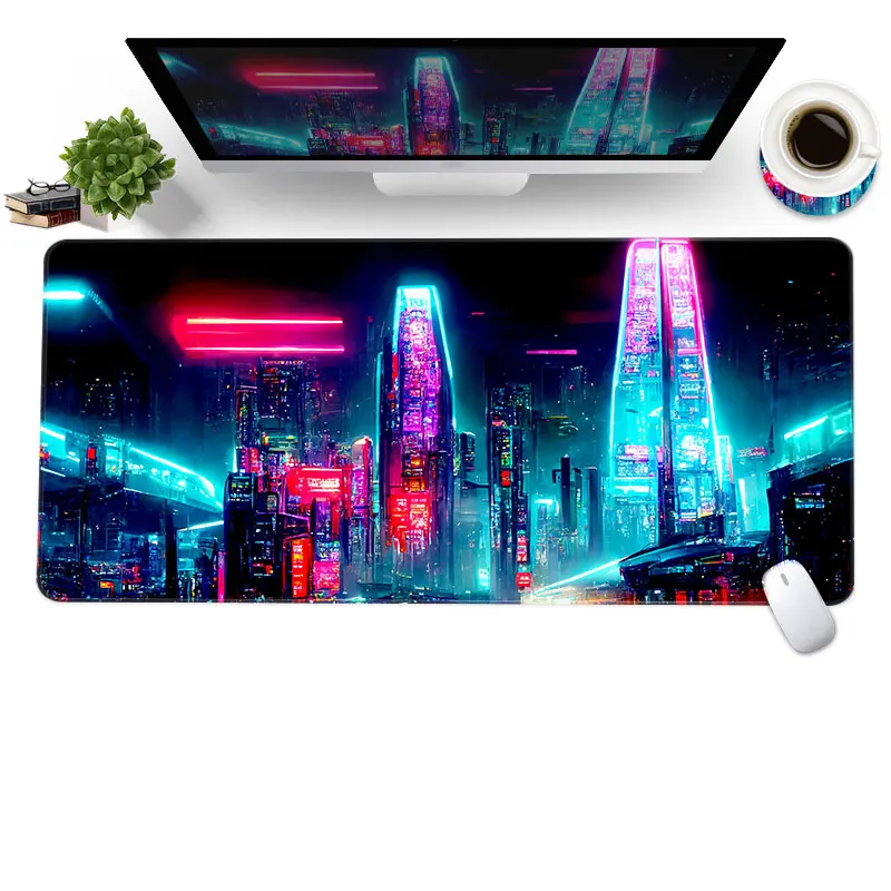 Large Gaming Mouse Pad Modern Building  800x300 MM,Non-Slip Rubber Base and Reinforced Lock Edge,Extended Mousepad for Work,Game