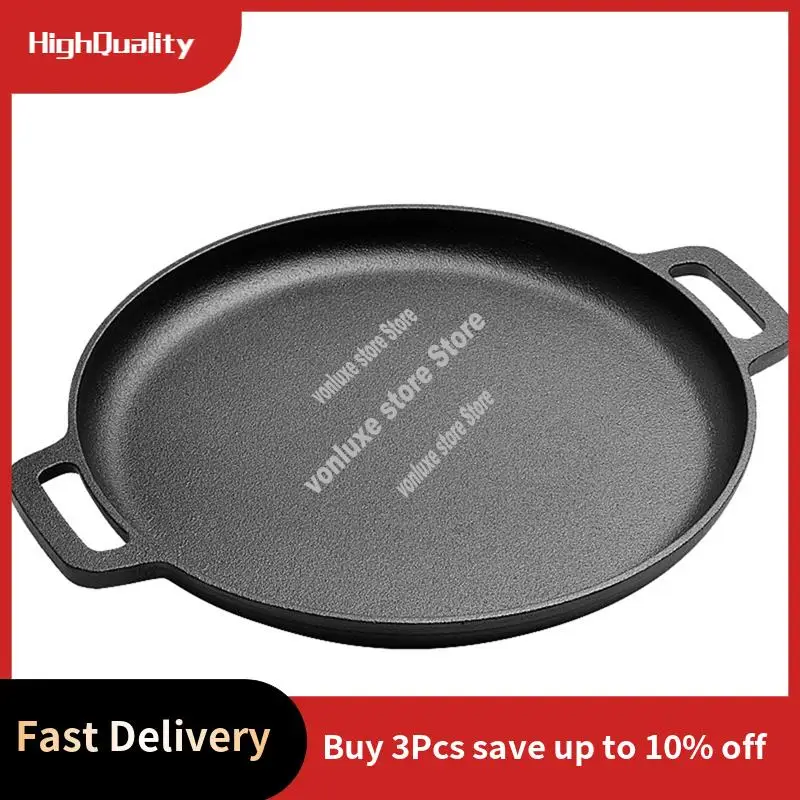 Cast Iron Pizza Pan Steel Pizza Cooker With Easy Grip Handles Deep Stone For Oven Or Griddle For Gas-Hot