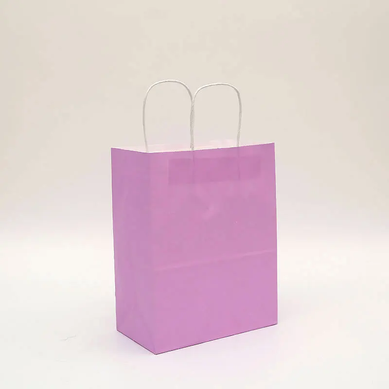 10PCS Colorful Kraft Paper Bags with Handles Candy Gift Bags Takeaway Packaging Gift Bags for Shopping Parties Holidays