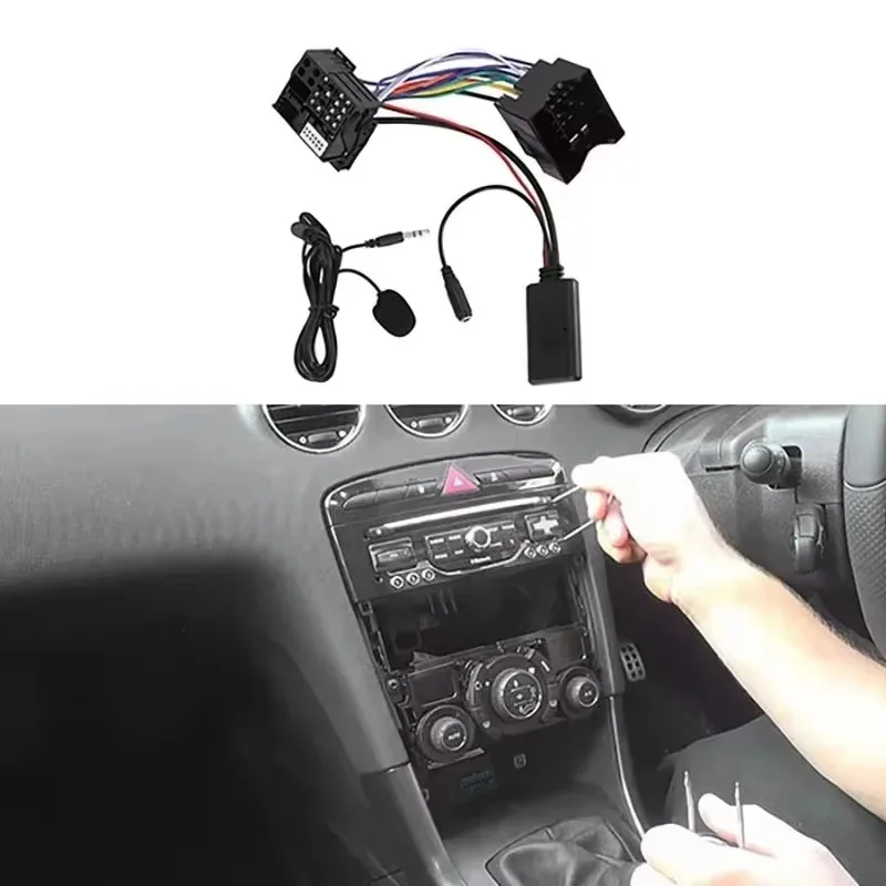 For 307 408 for Citroen Berlingo RD4 Radio Harness Microphone Handsfree Bluetooth 5.0 AUX Adapter C5 RD45 RD4AUX