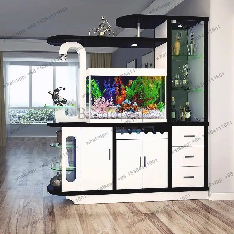 Fish tank partition cabinet modern foyer living room screen double-sided storage door shoe cabinet