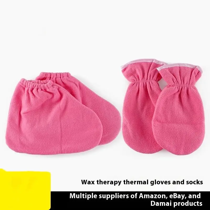 1 par luvas de cuidados de isolamento flanela abertura elástica proteção de unhas terapia de mão luvas de cera de parafina aquecedores reutilizáveis para mulher