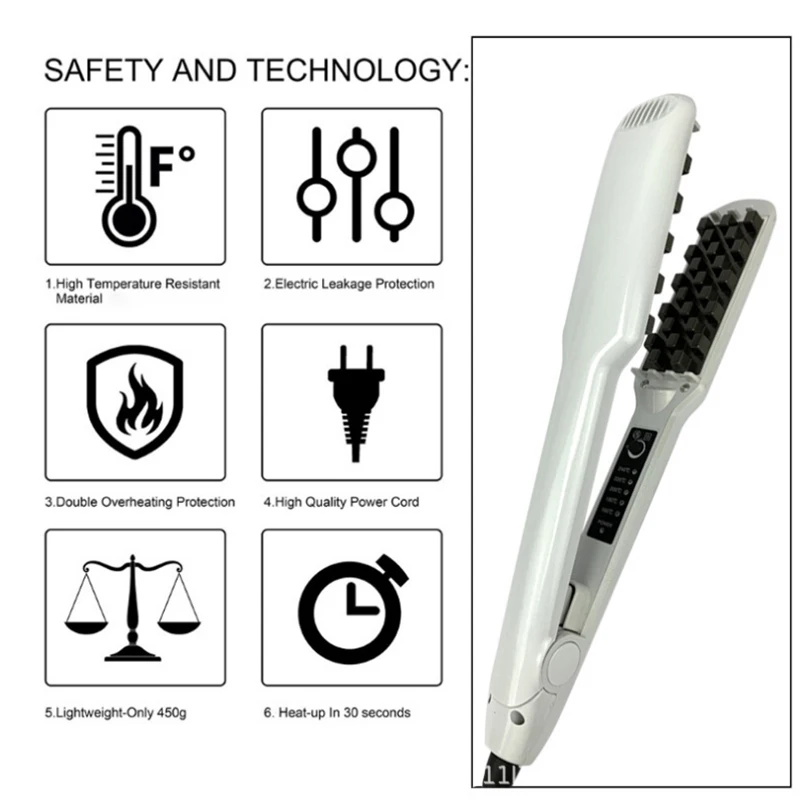 Ceramic 3D Grid Hair Crimper Professional Corn Perm Volumizing Curling Iron Fluffy Splint Flat Iron Hair Styling Tools