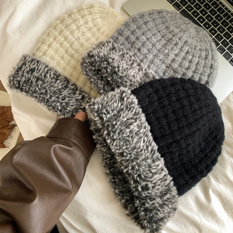 Gorro de piel para mujer, gorro mongol sin ala, felpa esponjosa, esquí, montar, cálido, otoño e invierno, 2024