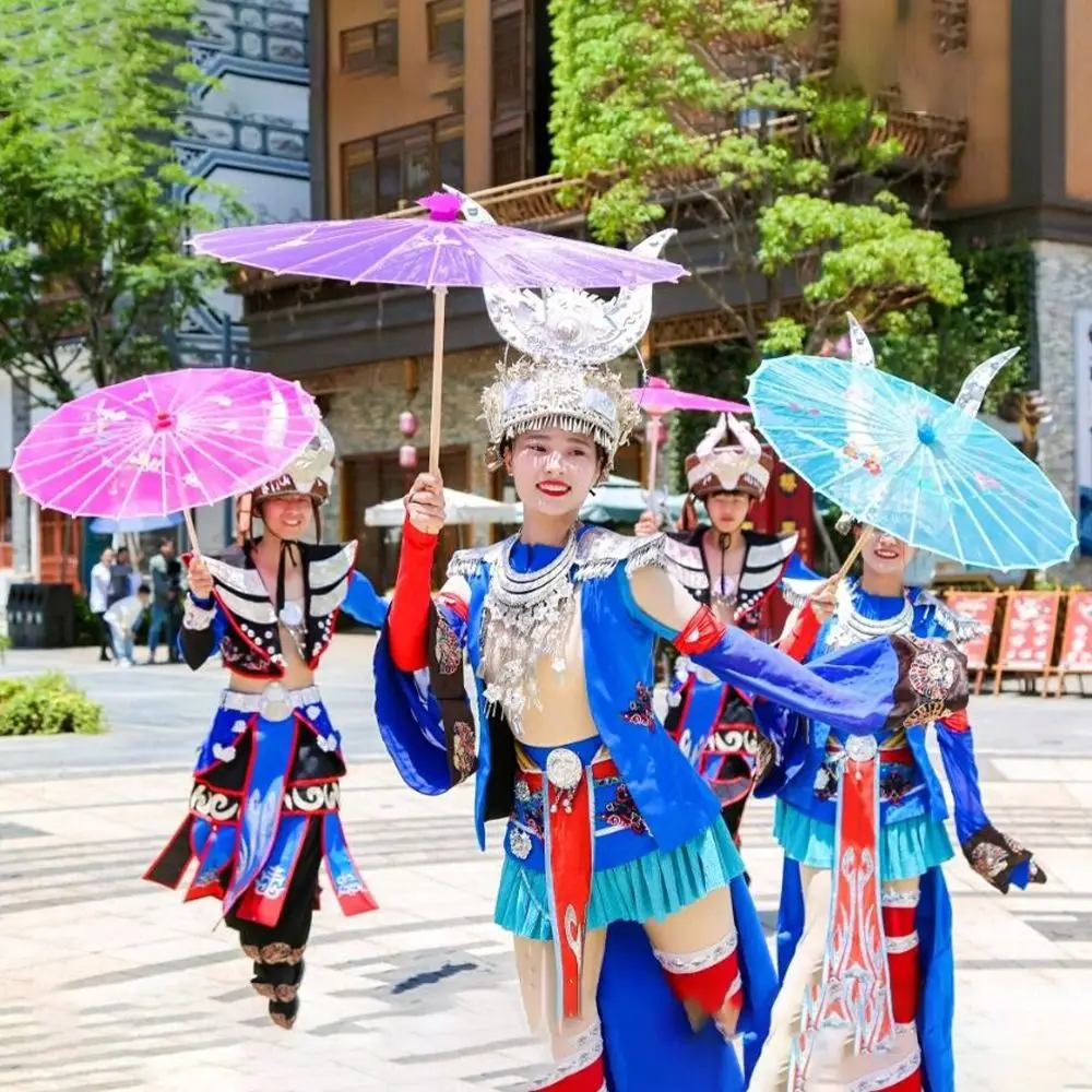 Chinese Antique Style Oiled Paper Umbrella Silk 10 Colors Decorative Umbrella Costumes Photography Umbrella Dance Performance