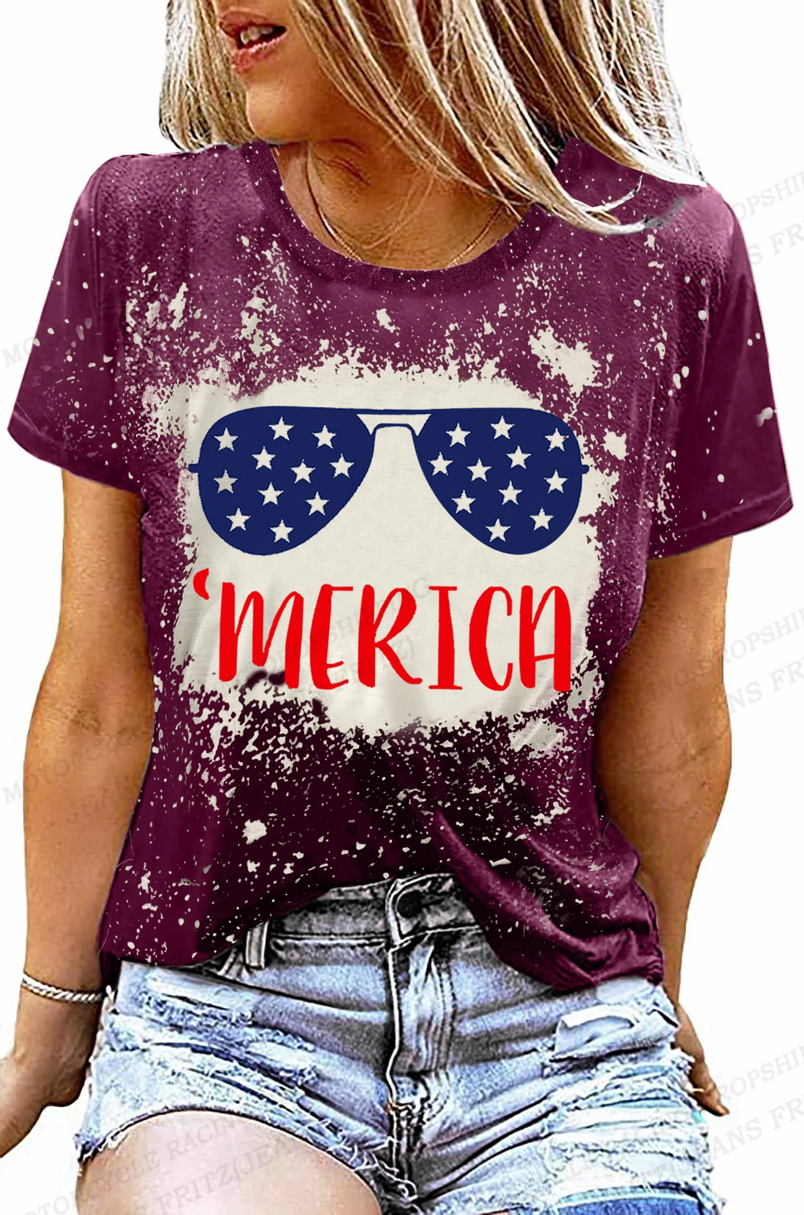 American Flag 3d Print T-shirt Women Fashion Usa Flag T-shirts Vintage T Shirt Casual Short Sleeve Tops Tee Lady Tshirt Distress