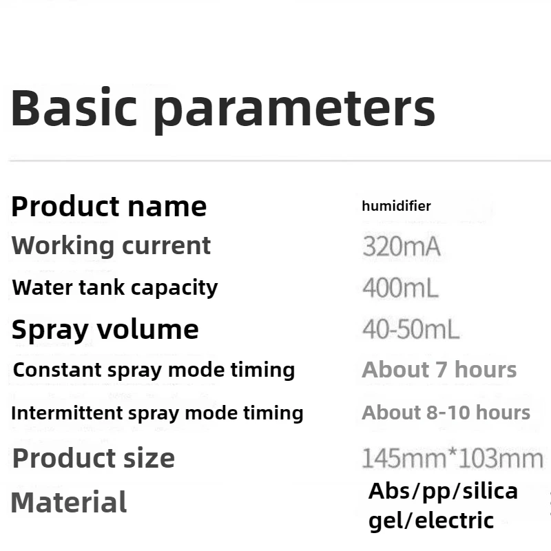 Multifunctional Small Aromatherapy Humidifier Intelligent Automatic Power Failure 400mL Air Purification with Night Light