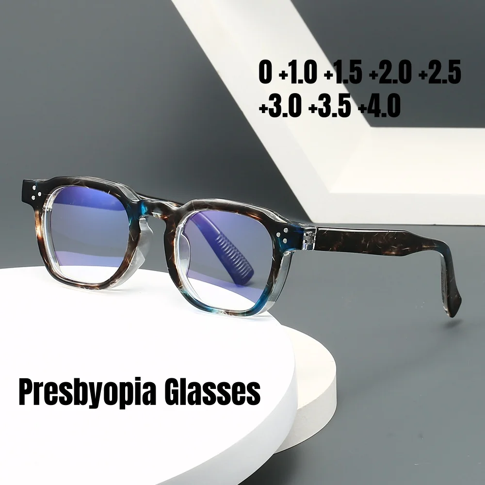 

Handmade Retro Large Frame Men's and Women's Anti Blue Light Reading Glasses Square Frame High-definition Presbyopia Glasses