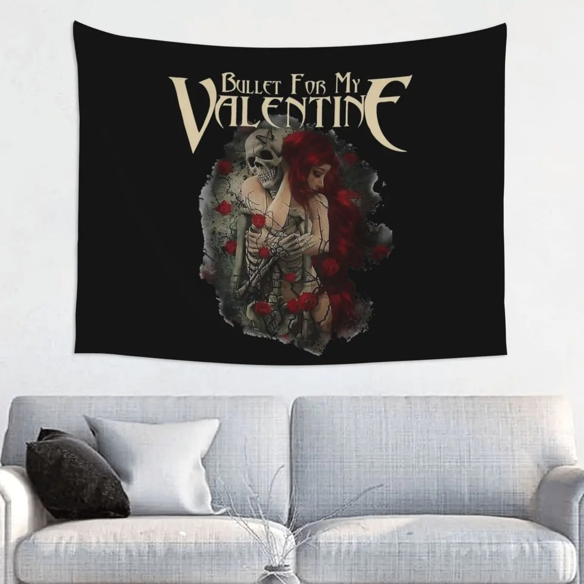 Bullet For My Valentine Skull Tapestry Bohemian Polyester Wall Hanging Music Room Decor Beach Mat Psychedelic Wall Tapestry