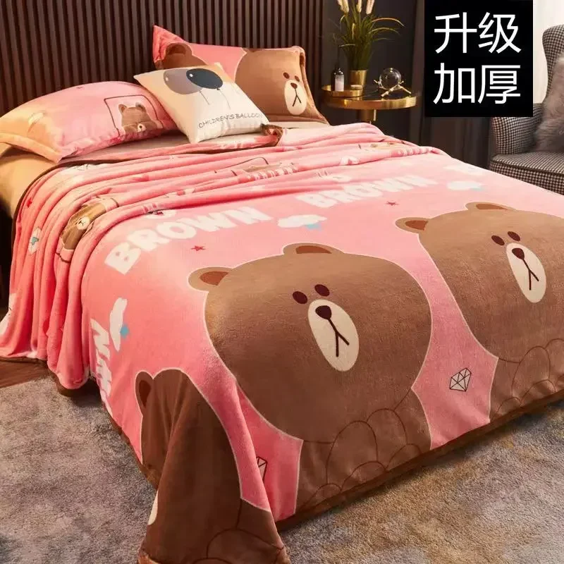 Plush Thickening Blanket for Children, Single, Double, Cartoon Sheet, Comfortable, Soft Bedding, Breathable, Warm Quilt, Winter