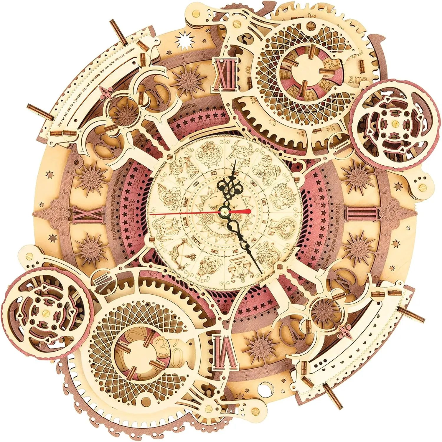 3D Wooden Puzzles Mechanical Clock Kits-Zodiac Clock, DIY Clock Model Building Kits Brain Teaser Puzzles, DIY Crafts Desk Decor