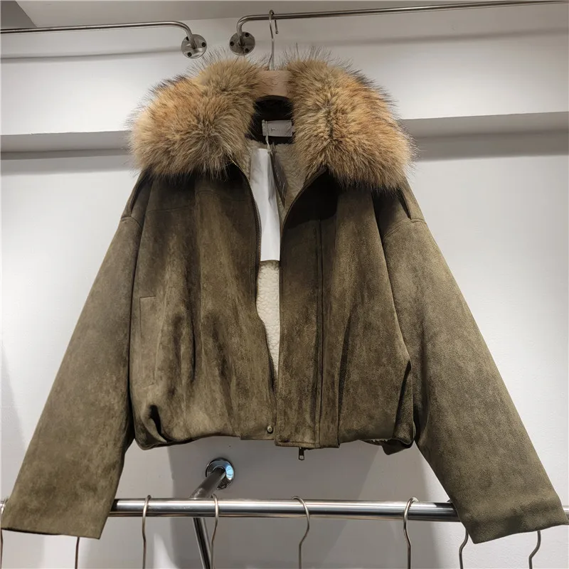 

Женское винтажное пальто Clothland с меховым воротником, в стиле пэчворк, из замши, с длинными рукавами, шикарная верхняя одежда для женщин, модель CB311