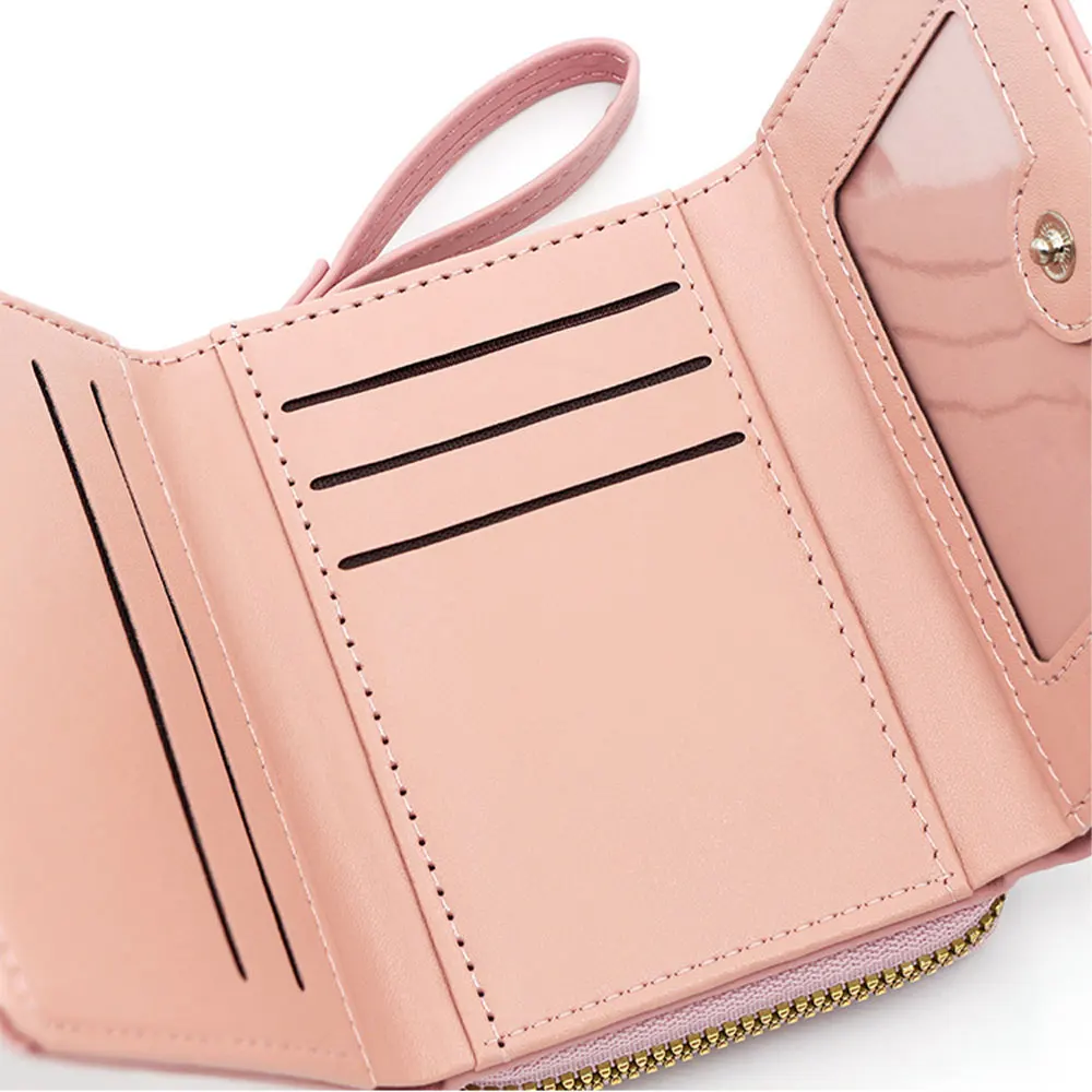 1 قطعة محفظة قصيرة على شكل قلب مطرزة على الموضة ، محفظة عملات معدنية بتفاصيل غرزة على شكل قلب ، محفظة صغيرة بسحاب من جلد البولي يوريثان اليومي