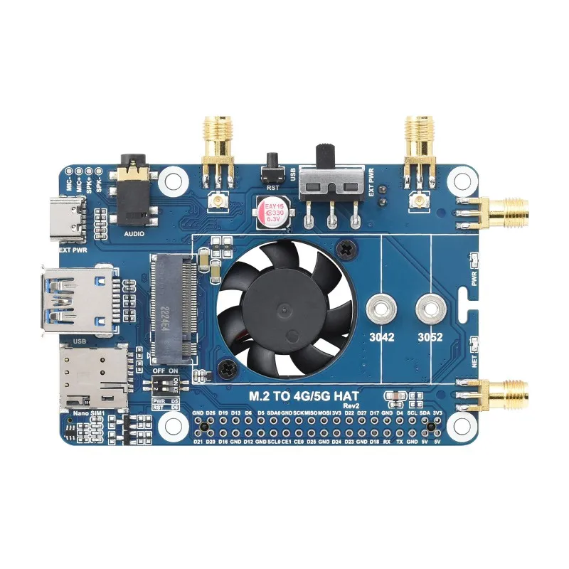Waveshare Raspberry Pi EM060K-GL LTE Cat-6 HAT, LTE-A Global Multi-band, GNSS Positioning, comes with EM060K-GL Module