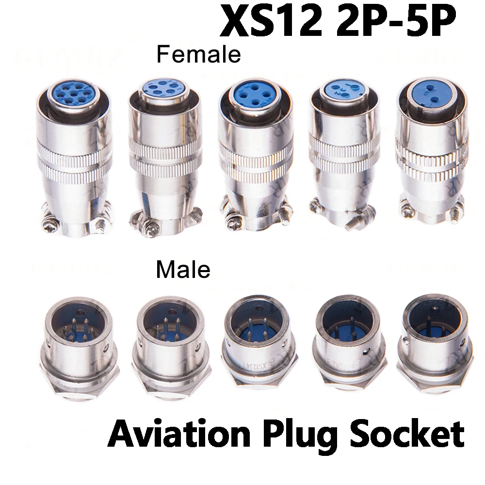 XS12 2P-6P Docking Aviation Plug Socket Waterproof Circular Connector XS12 Male Female 5P 2P 3P 6P