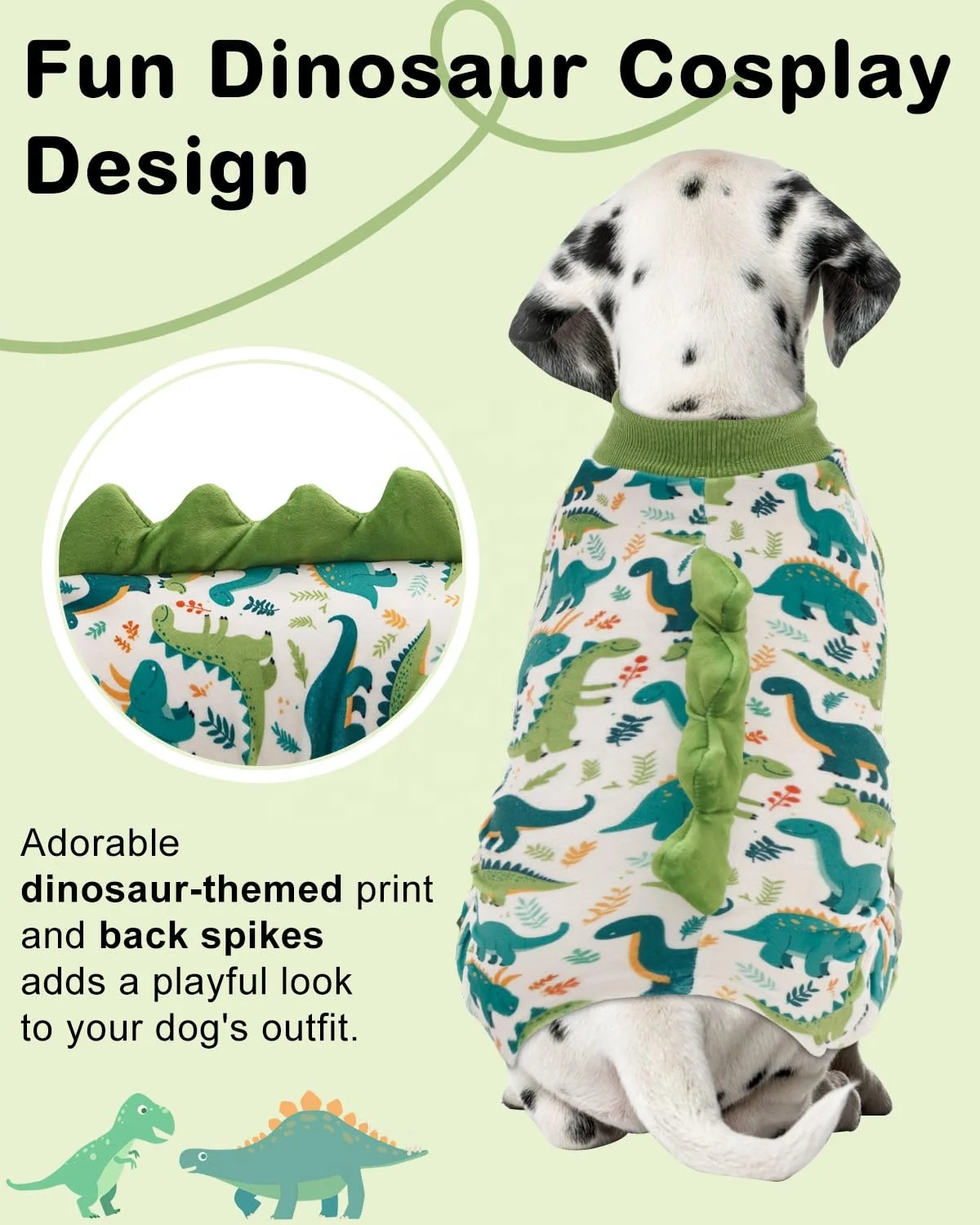 Dinosaur Pattern Elastic Velvet Pet Pajamas Soft All Seasons Dog Sleeping Outfit