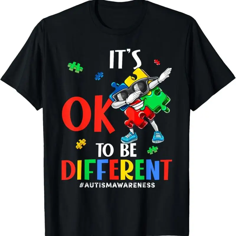 

It'S Ok To Be Different Dabbing Puzzle Autism Awareness Kids T Shirt
