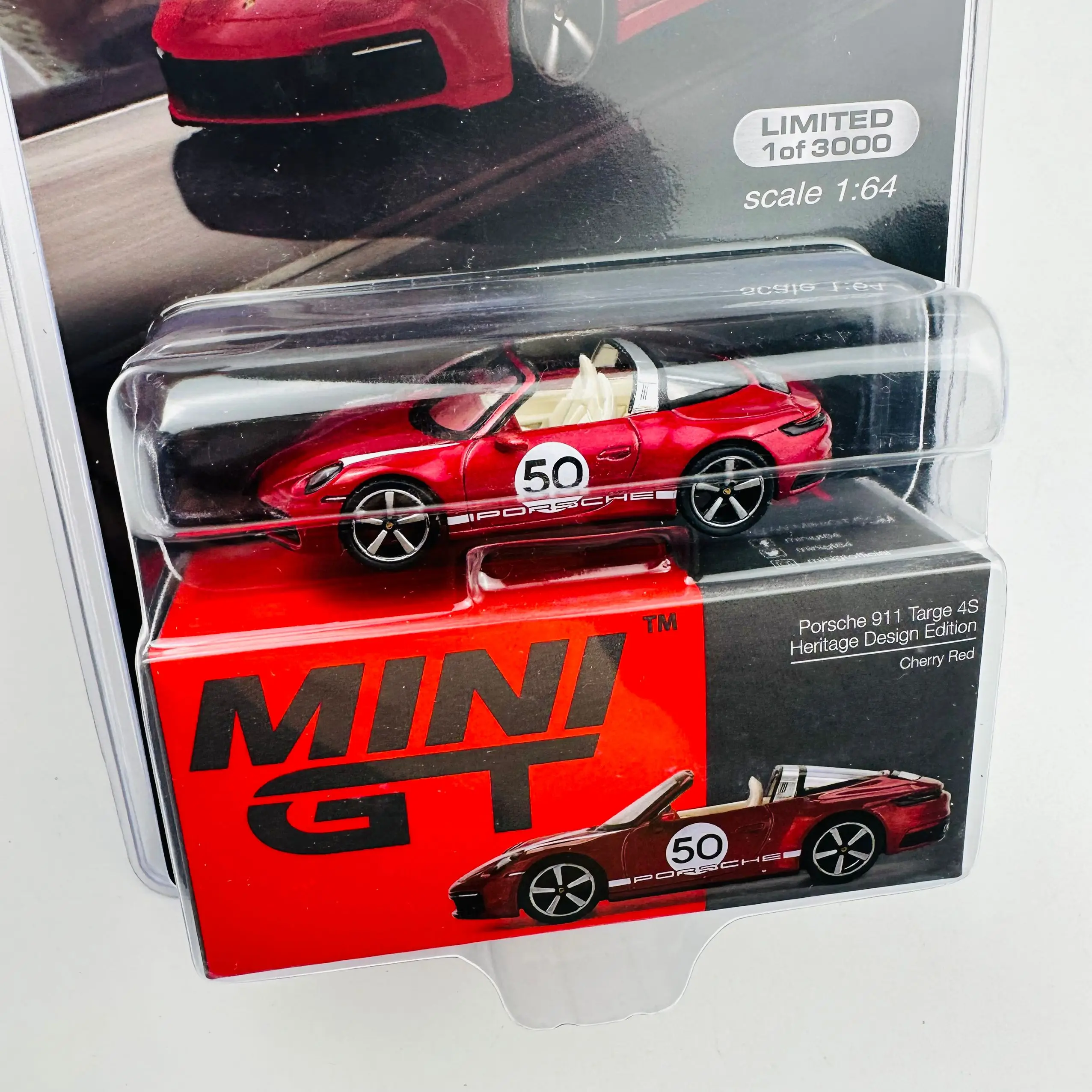 TSM Mini Gt 1/64 Minigt 461 911 targe 4S Heritage Design Edition Cherry Red Die-cast Alloy Car Model Collection