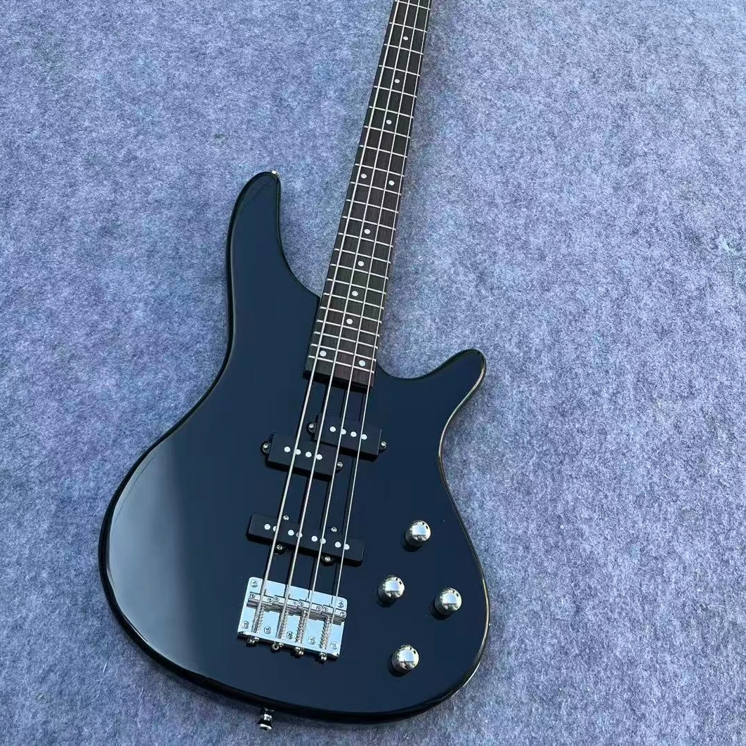 PB Gloss Black 4‑String Electric Bass Rosewood Fretboard Dual PB Pickups Chrome Bridge Intermediate Player Funk Jazz Rock New