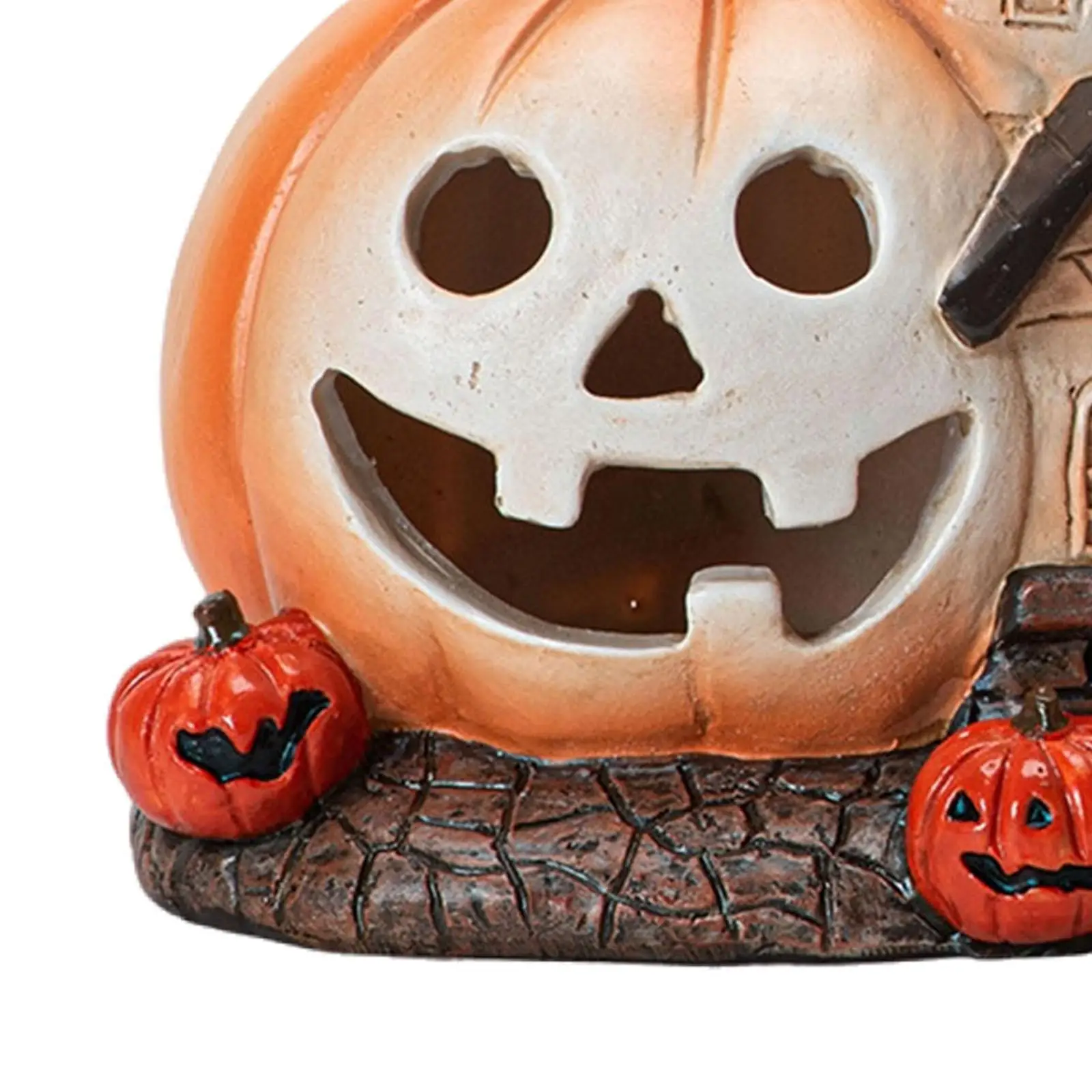 Halloween Pumpkin House Figurine Statue Handcraft Cute Landscape Ghost Ornament Resin Sculpture for Countertop Party Supplies