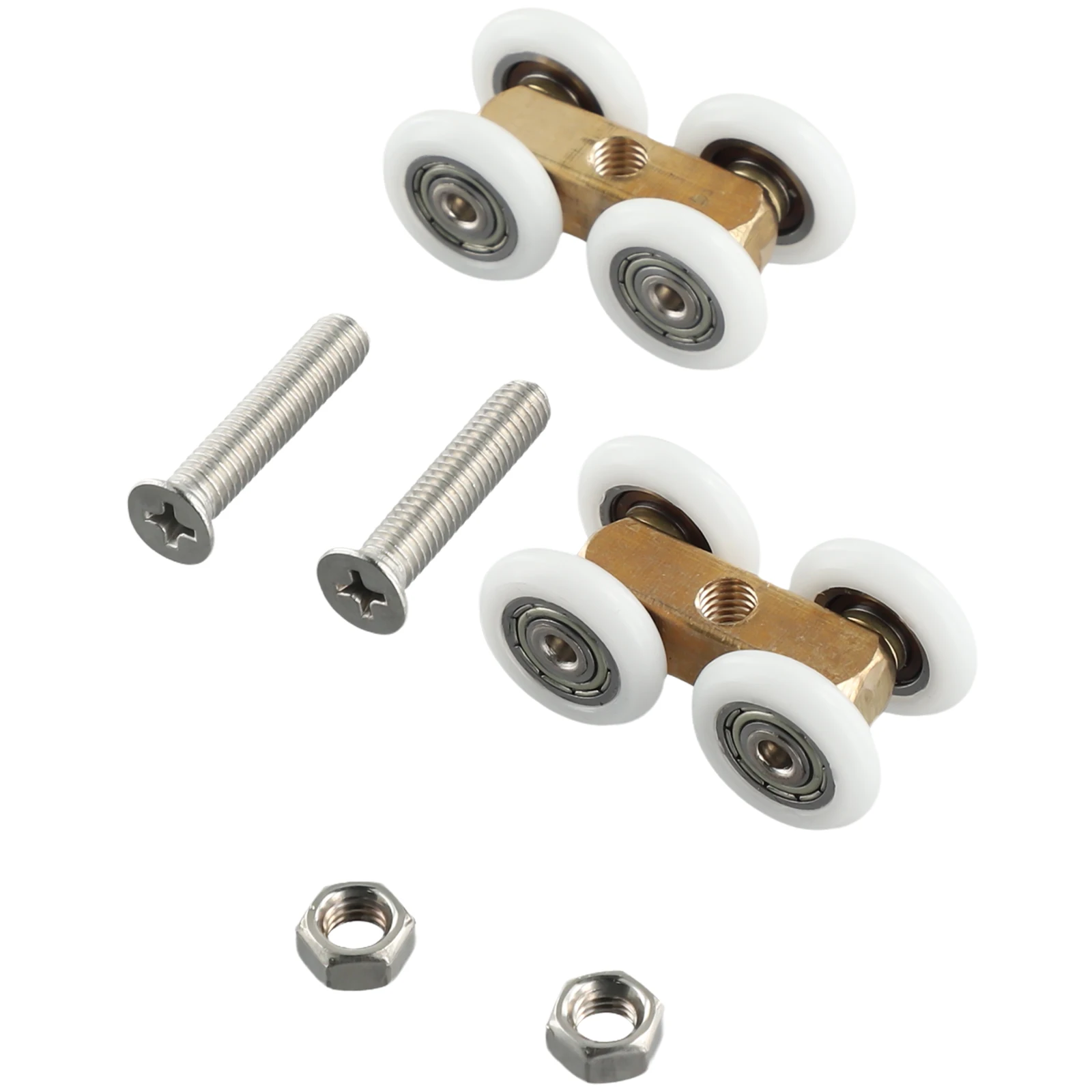 Wear resistant Nylon and Copper Construction Low Noise Shower Room Hanging Pulley Roller Set for Glass and Cabinet Door