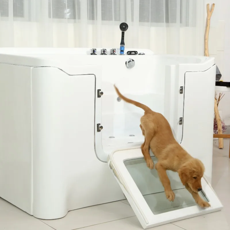 

Freestanding modern design walk-in dog grooming tub with massage function for large breeds