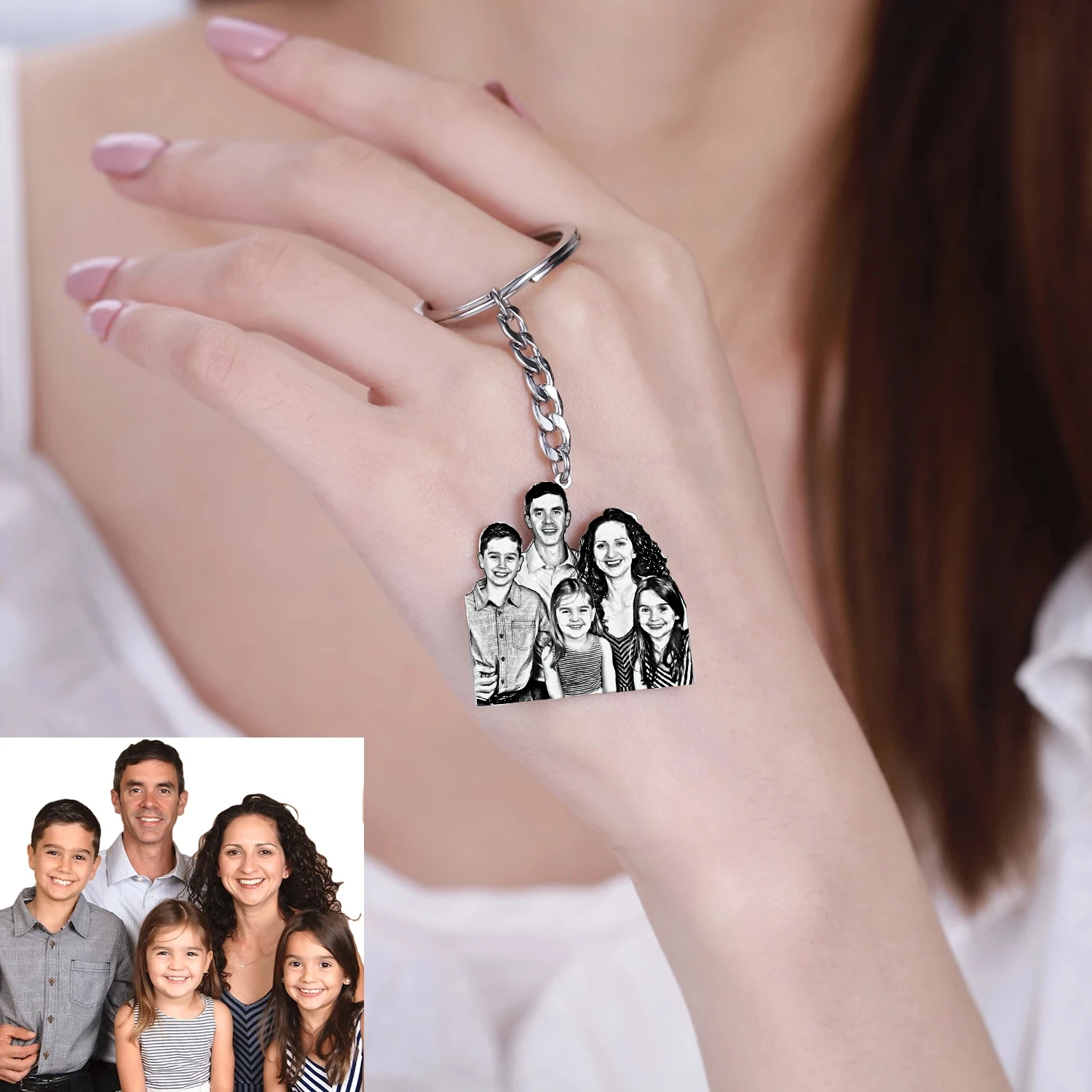 VIP Personalized Photo Customized Keychain Dog Pet Keychain Stainless Steel Keyring Family Photos Keychain Picture Keychain