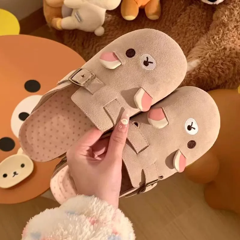 

Little Bear Anime Birken Slippers Comfortable Casual Shoes Women'S Thick-Soled Semi-Supporting Joker Birken Sandals Slippers