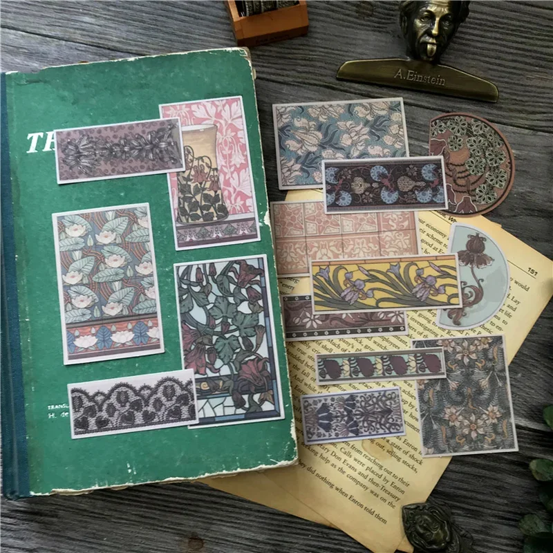 15Pcs Tim Holtz Bohemia Flower Vintage Stickers Junk Journal Ephemera Retro Plant Album Aesthetic Stickers Scrapbooking Material