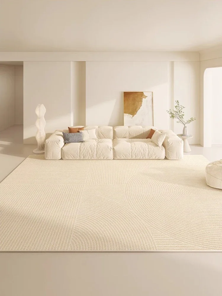 Beige Geometric Carpet Living Room Artistic Striped Carpets Luxurious Cream Style Line Rugs Easy Clean Non-slip Bedroom Rug 양탄자