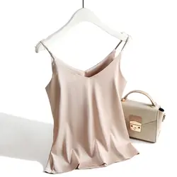 Spaghetti Strap Top Women Halter V Neck Basic White Cami Sleeveless Satin Silk Tank Tops Women'S Summer 2026 Camisole